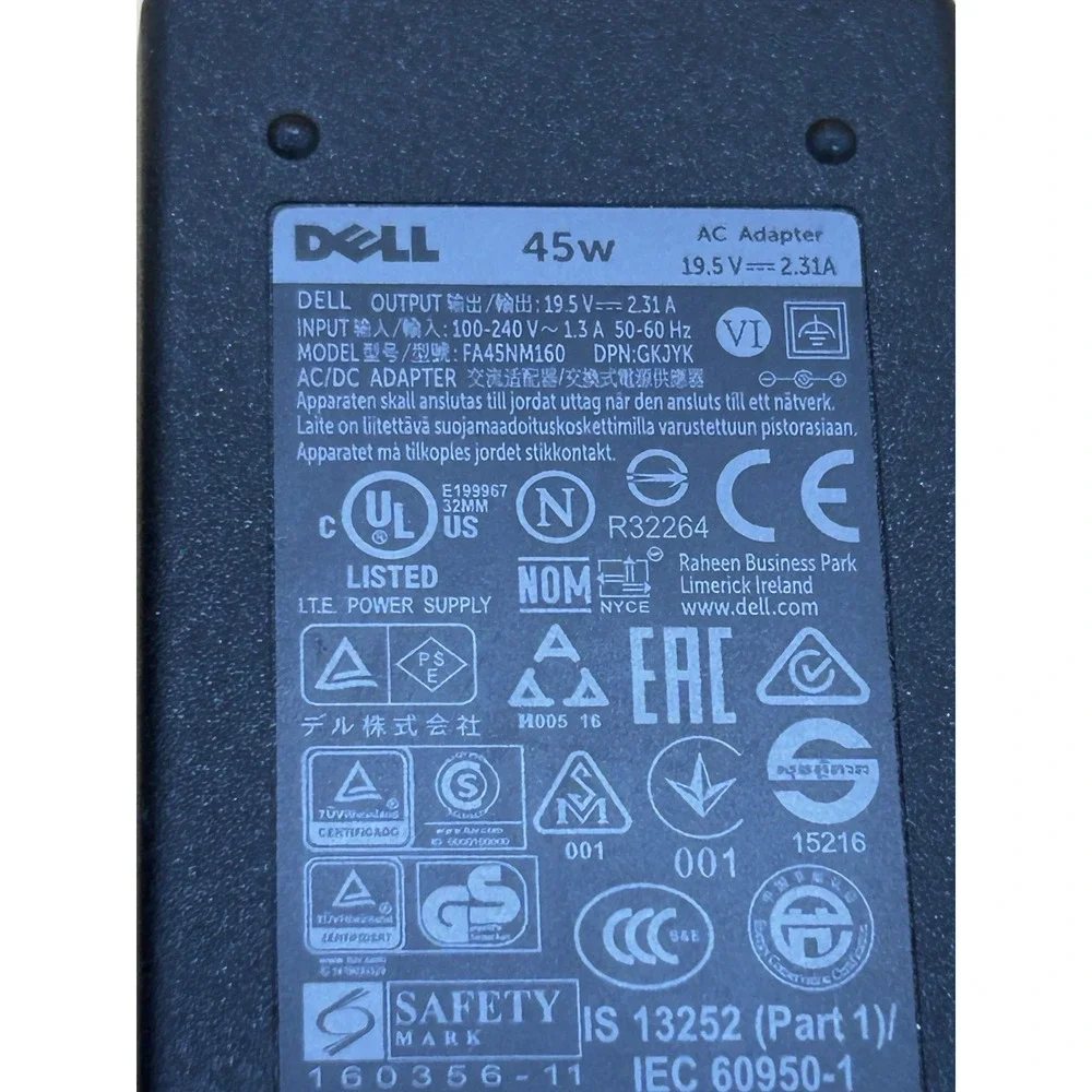 Genuine Dell‎ 45W Laptop Charger AC Adapter FA45NM160 0GKJYK 19.5V